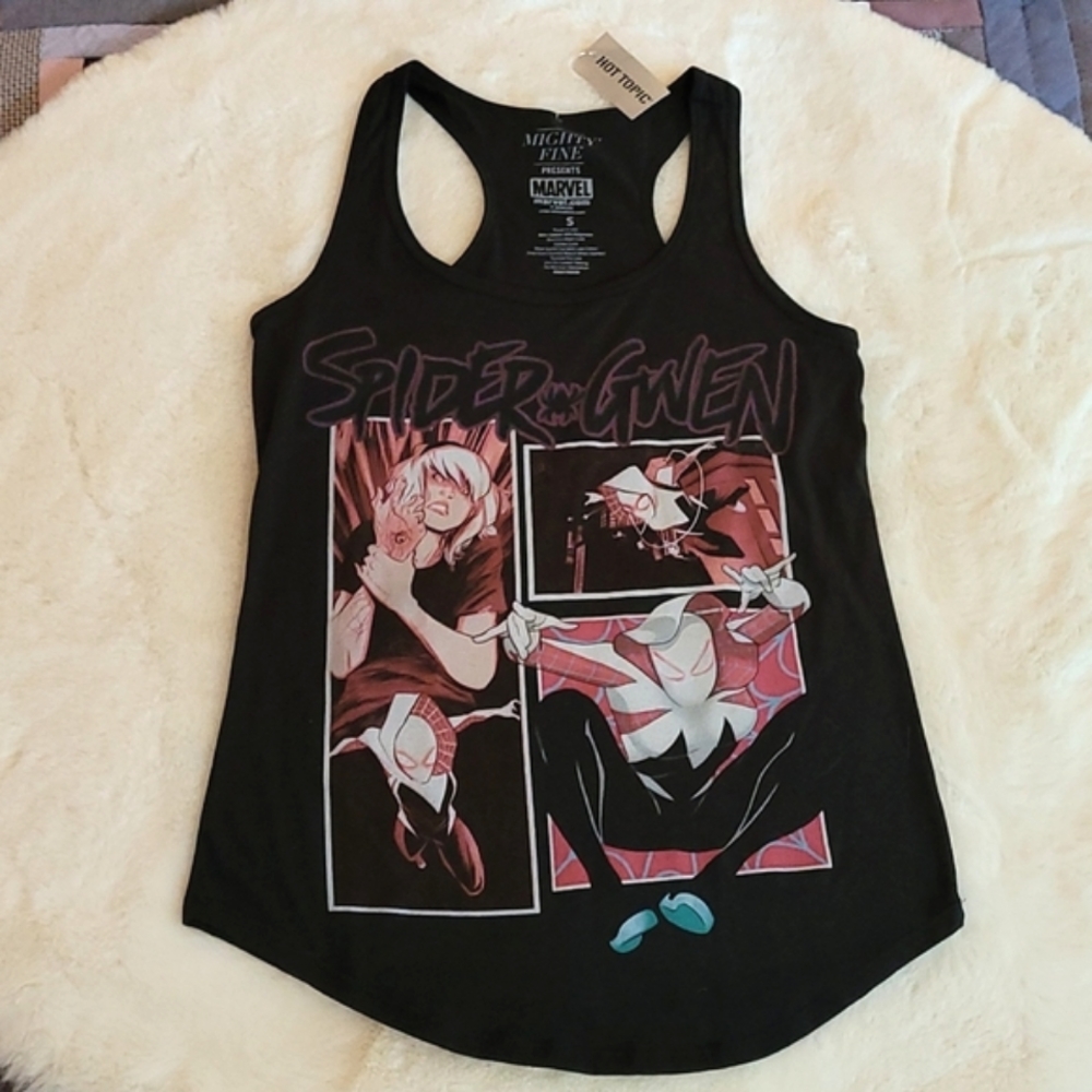 NWT Marvel Spider Gwen Superhero Comic Full Front Graphic Casual Tank Top